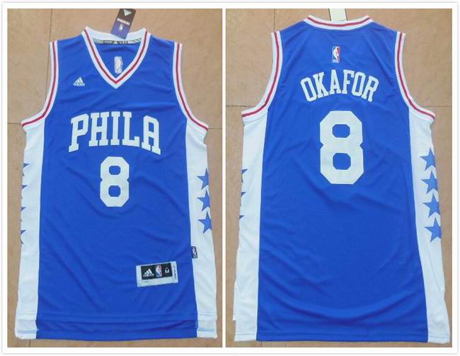 Philadelphia 76ers 8 Jahlil Okafor White blue Adidas men nba basketball jerseys