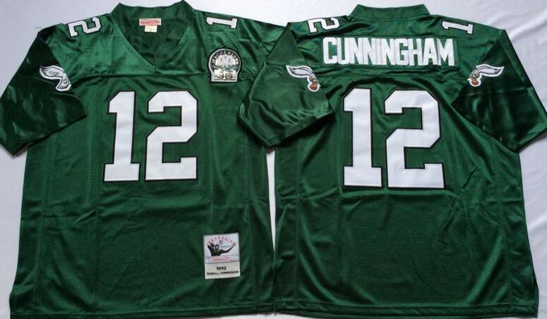 Philadelphia Eagles 12 Randall Cunningham green men Throwback blue nfl Jersey