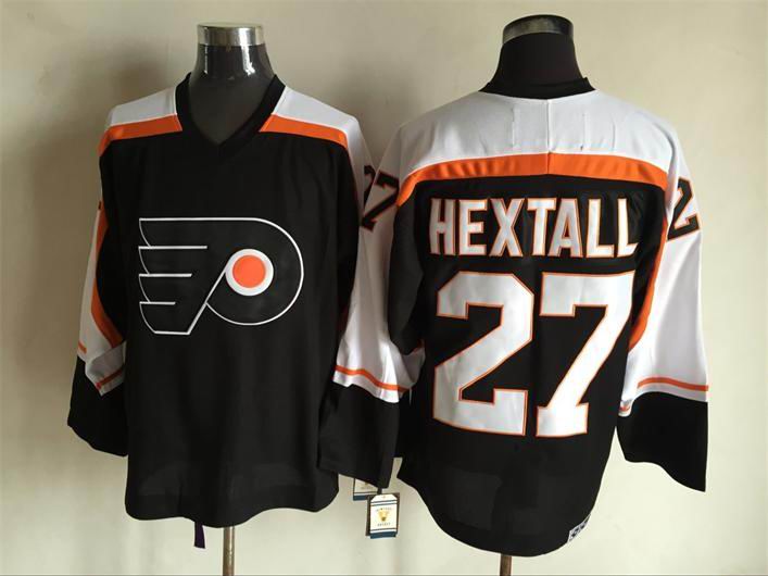 Philadelphia Flyers 27 Ron Hextall Orange black throwback men nhl ice hockey  jerseys