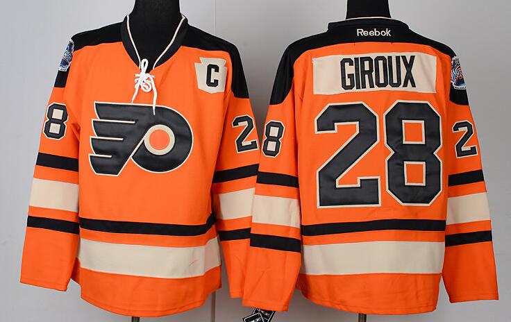 Philadelphia Flyers 28 Claude Giroux Orange men nhl ice hockey  jersey