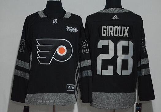 Philadelphia Flyers 28 Claude Giroux black 100th men nhl ice hockey  jerseys