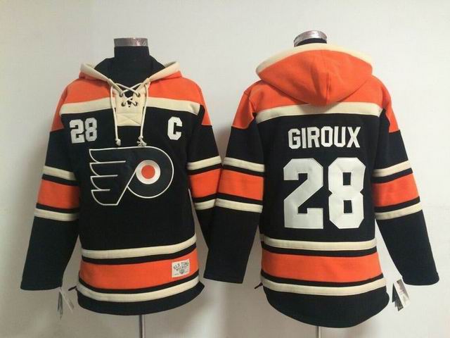 Philadelphia Flyers Claude Giroux 28# black orange NHL Hooded Sweatshirt