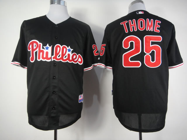 Philadelphia Phillies #25 Jim Thome Black MLB Jerseys-sg