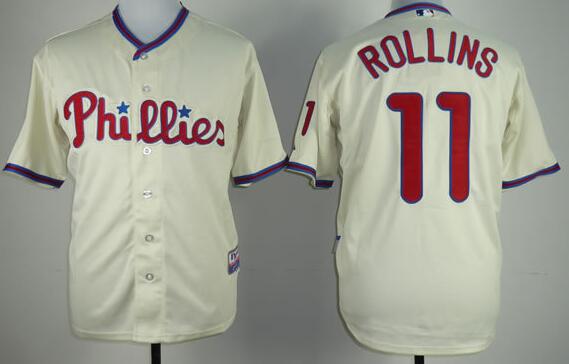 Philadelphia Phillies 11 J.Rollins beige MLB jersey