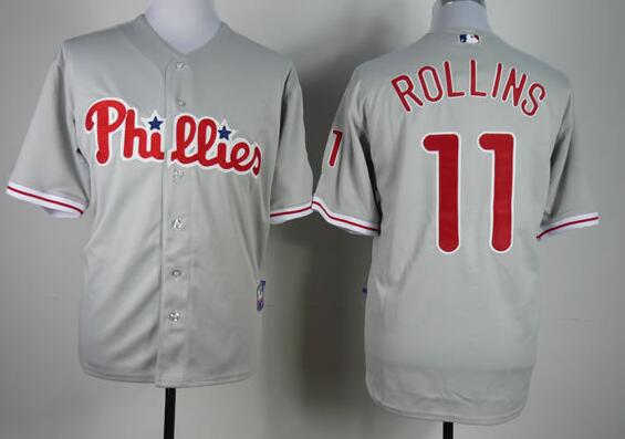 Philadelphia Phillies 11 J.Rollins grey baseball MLB jersey