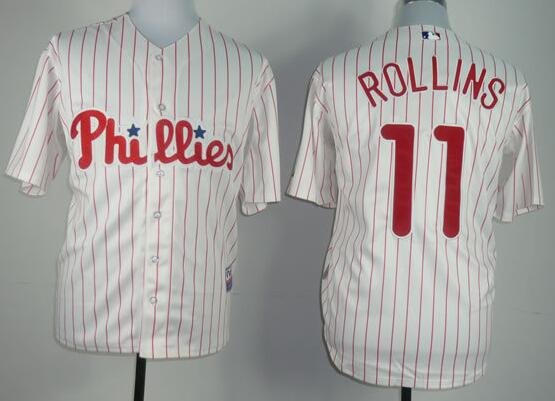 Philadelphia Phillies 11 J.Rollins red baseball MLB jersey