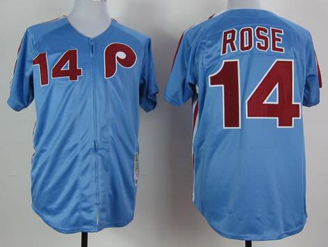 Philadelphia Phillies 14 Pete Rose blue Throwback jerseys