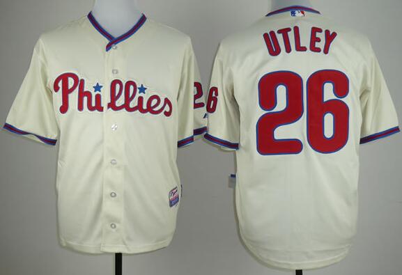 Philadelphia Phillies 26 C.Utley beige men baseball MLB jersey