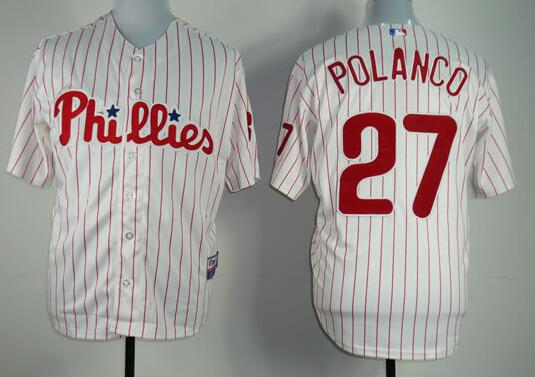 Philadelphia Phillies 27 Placido Polanco white red men baseball MLB jersey