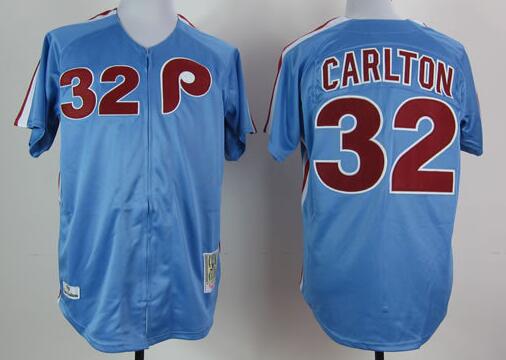 Philadelphia Phillies 32 32 Steve Carlton blue mlb baseball jerseys