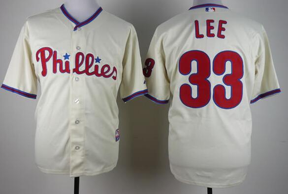 Philadelphia Phillies 33 Cliff Lee beige baseball MLB jersey