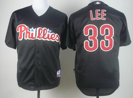 Philadelphia Phillies 33 Cliff Lee black baseball MLB jersey