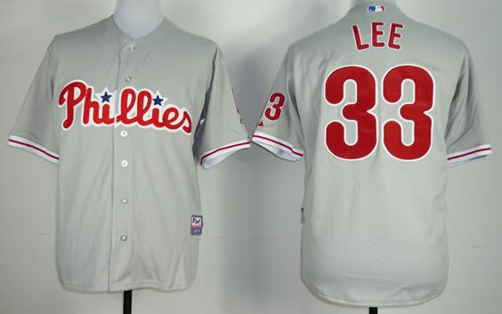 Philadelphia Phillies 33 Cliff Lee grey baseball MLB jersey