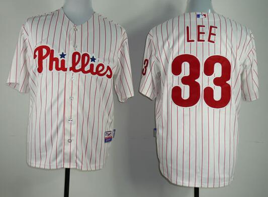 Philadelphia Phillies 33 Cliff Lee white red baseball MLB jersey