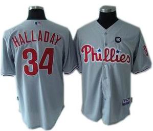 Philadelphia Phillies 34 Halladay gray youth mlb jersey