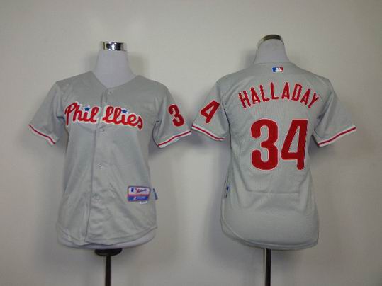 Philadelphia Phillies 34 Halladay grey Cool Base women
