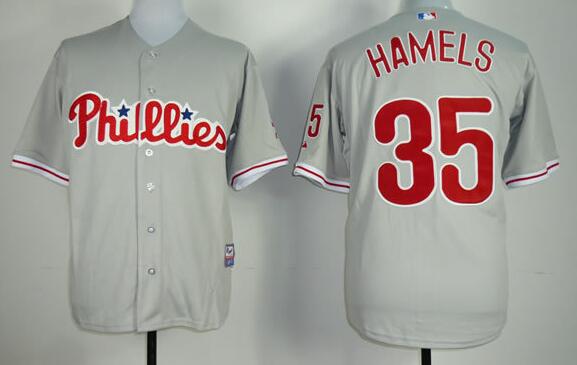 Philadelphia Phillies 35 Cole Hamels gray MLB baseball jersey