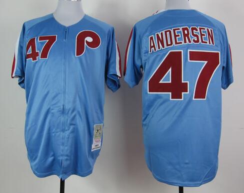 Philadelphia Phillies 47 Larry Andersen blue Baseball mlb Jersey