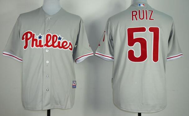 Philadelphia Phillies 51 Carlos Ruiz grey baseball MLB jersey