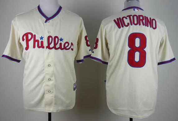 Philadelphia Phillies 8 Shane Victorino beige men mlb baseball jersey