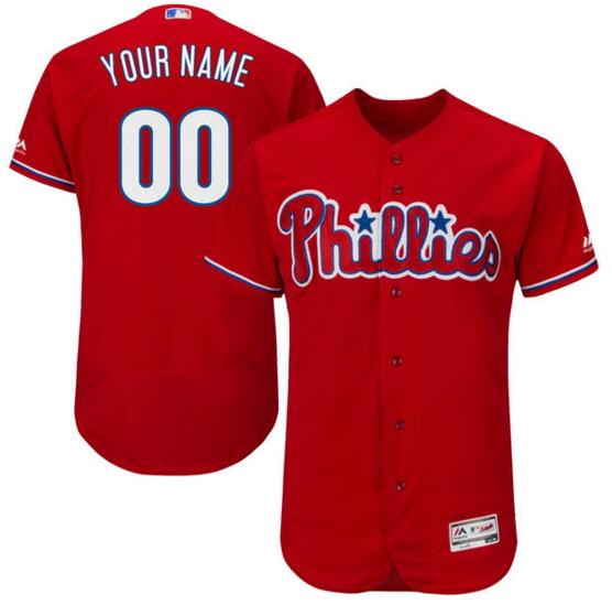 Philadelphia Phillies Majestic Alternate Scarlet Flex Base Authentic Collection Custom Jersey