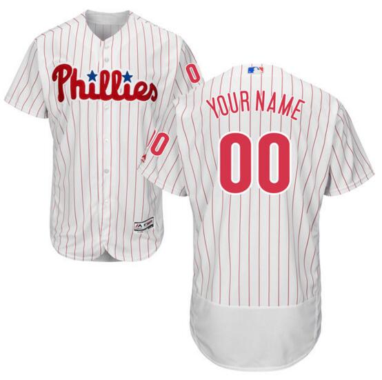 Philadelphia Phillies Majestic Home White Scarlet Flex Base Authentic Collection Custom Jersey