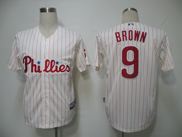 Philadephia Phillies 9 Brown Cream men MLB Jerseys