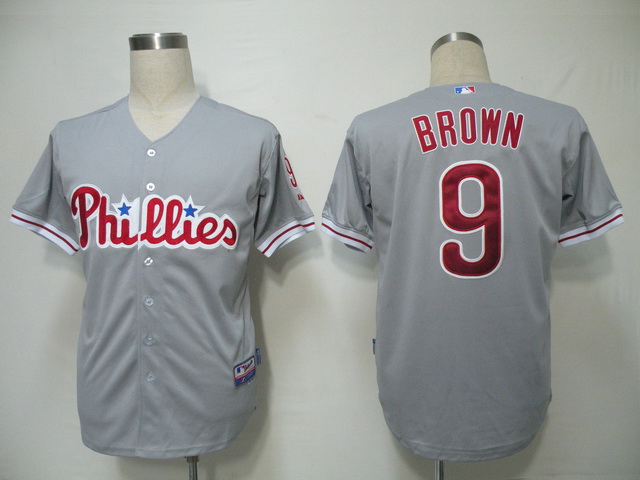 Philadephia Phillies 9 Brown Grey men baseball MLB Jerseys