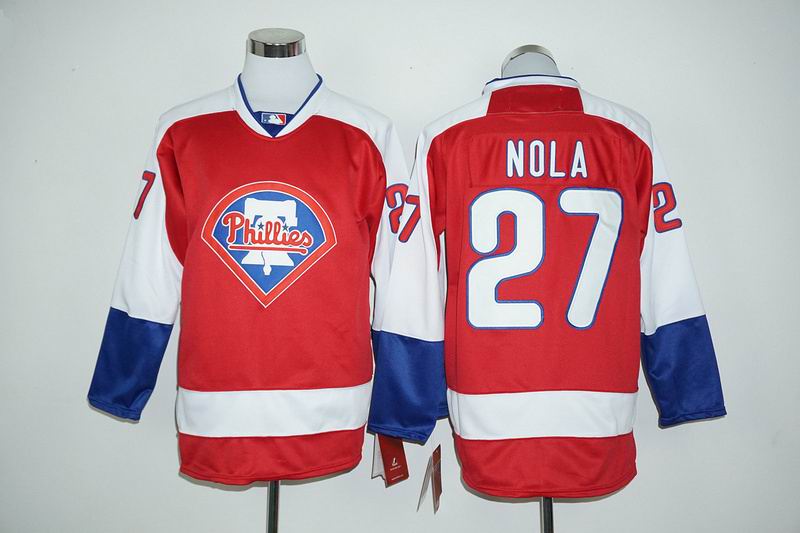 Philadephia Phillis #27 Nola red long sleeves baseball jersey