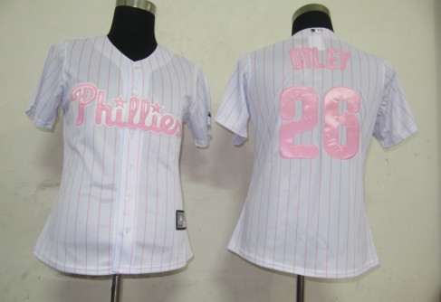 Philadephia Phillis 26 Utley white MLB Women Jerseys