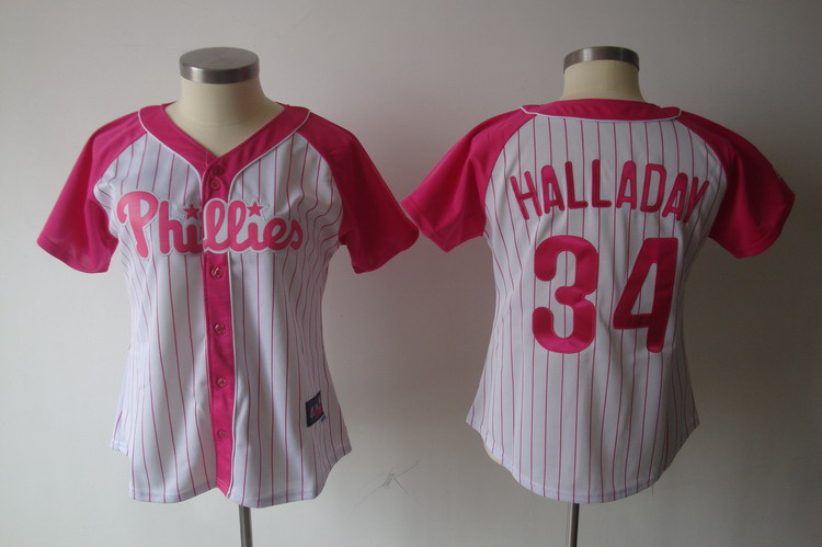 Philadephia Phillis 34 Halladay Pinstripe women MLB jersey