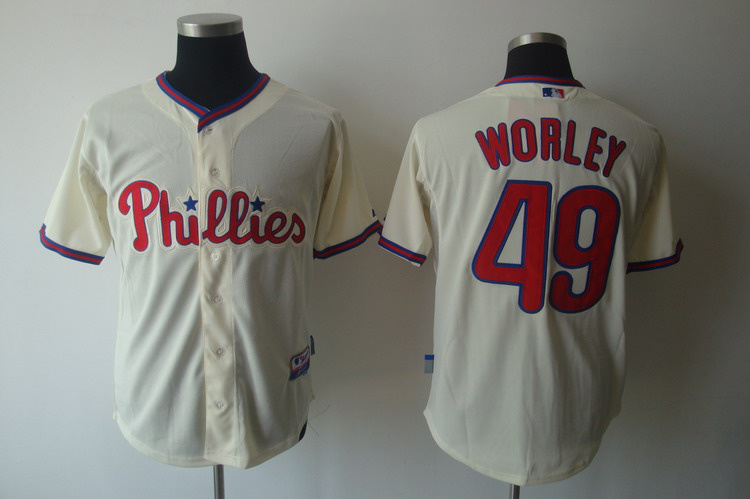 Philadephia Phillis 49 WORLEY cream MLB jersey