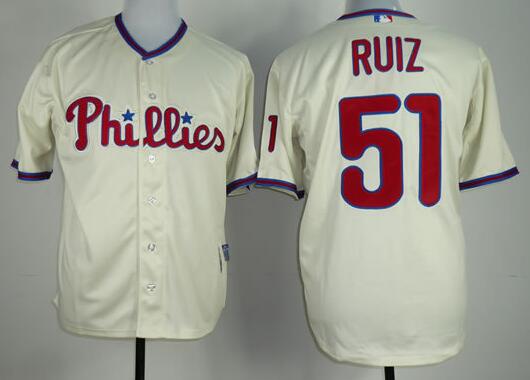 Philadephia Phillis 51 Carlos Ruiz beige men baseball mlb jersey