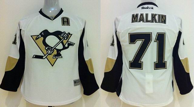 Pittaburgh Penguins Evgeni Malkin #71 white kid nhl jersey