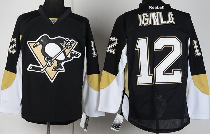 Pittsburgh Penguins 12 Jarome Iginla Black men nhl ice hockey  jerseys