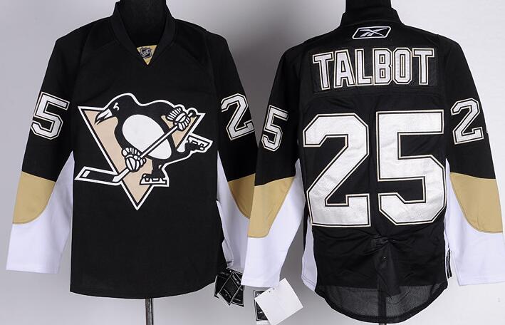 Pittsburgh Penguins 25 Maxime Talbot Black men nhl ice hockey  jerseys