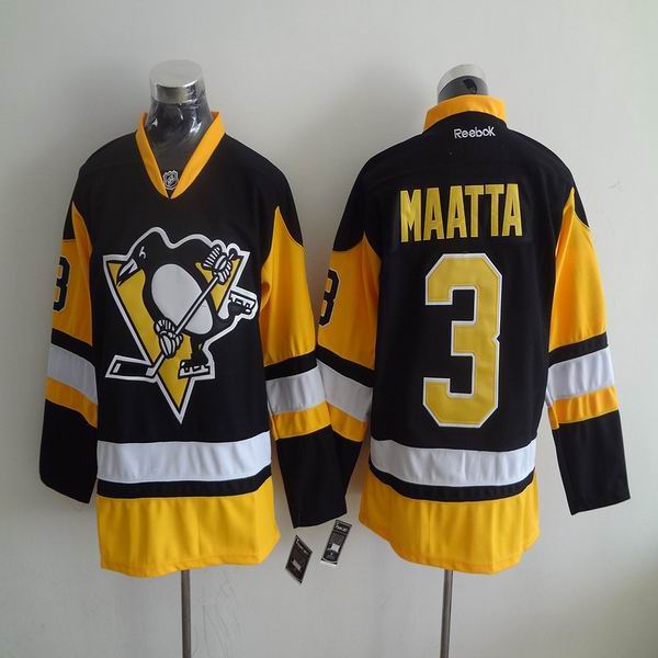 Pittsburgh Penguins 3 Olli Maatta black yellow men nhl ice hockey  jerseys