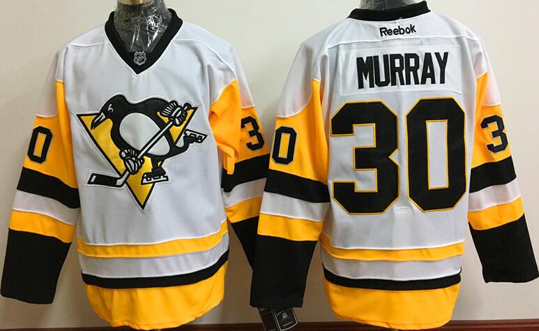 Pittsburgh Penguins 30 Matt Murray white yellow men nhl ice hockey  jerseys