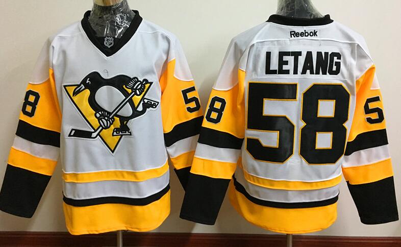 Pittsburgh Penguins 58 Kris Letang white yellow ice men nhl ice hockey  jerseys