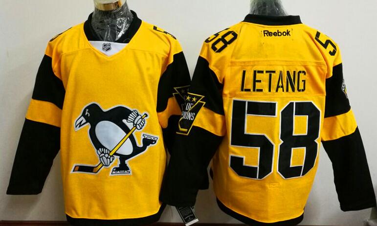 Pittsburgh Penguins 58 Kris Letang yellow men nhl ice hockey  jerseys 2016