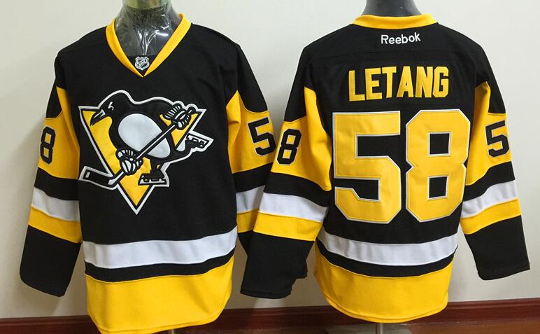 Pittsburgh Penguins 58 kris Letang Black reebok men nhl ice hockey  jerseys