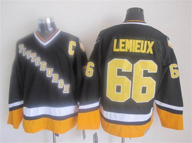 Pittsburgh Penguins 66 M.Lemieux Black CCM men nhl ice hockey  jerseys