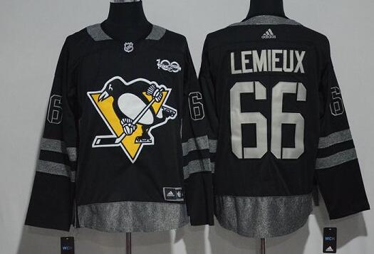 Pittsburgh Penguins 66 M.Lemieux black 100th men nhl ice hockey jerseys