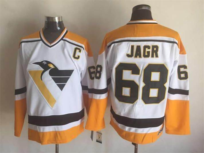 Pittsburgh Penguins 68 Jaromir Jagr White Throwback men nhl ice hockey  jerseys