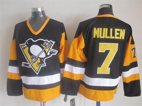 Pittsburgh Penguins 7 Joe Mullen Black CCM men nhl ice hockey  jerseys