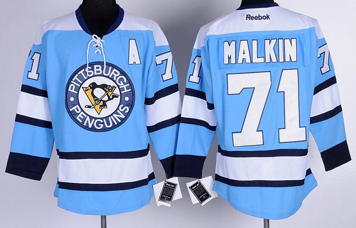 Pittsburgh Penguins 71 E.Malkin Blue men nhl ice hockey  jerseys