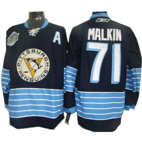 Pittsburgh Penguins 71 Evgeni Malkin blue men nhl ice hockey  jerseysJerseys