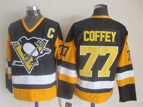 Pittsburgh Penguins 77 Paul Coffey Black Throwback men nhl ice hockey  jerseys