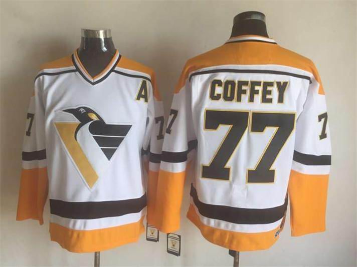 Pittsburgh Penguins 77 Paul Coffey white Throwback men nhl ice hockey  jerseys