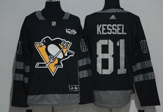 Pittsburgh Penguins 81 Phil Kessel Black 100th men nhl Jersey